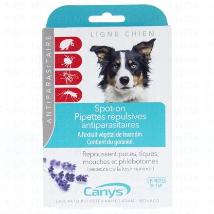 Pipettes répulsives antiparasitaires chiens x3