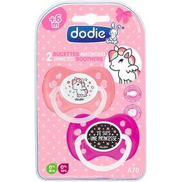 Duo Sucette Anatomique Silicone Girly +6mois