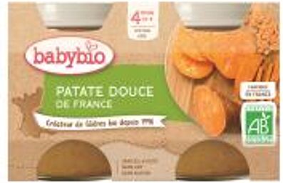 Patate Douce Texture Lisse 4 Mois et + Bio 2 Pots de 130 g - Carton 2 pots de 130 g