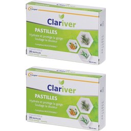 Clariver - Pastilles - Hydrate et protège la gorge - Soulage la douleur  - Goût orange et menthe - 20 pastilles