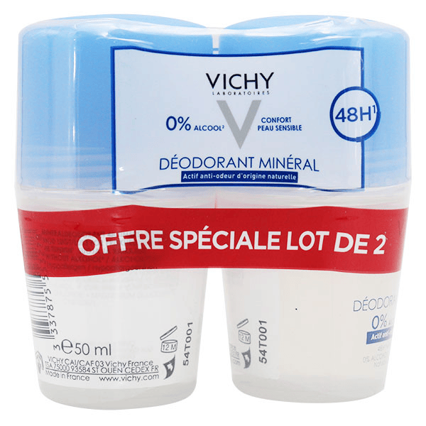 Déodorant Minéral 48h Roll-On Lot de 2 x 50ml