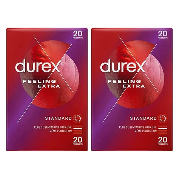 Lot de 40 Préservatifs Feeling Extra - Fins & Extra Lubrifiés - 2x20 pièces