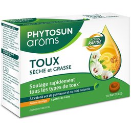 Aroms â Pastilles Toux Sèche & Grasse â  Naturel â Action Rapide : Soulage Tous Les Types De Toux  20 Pastilles