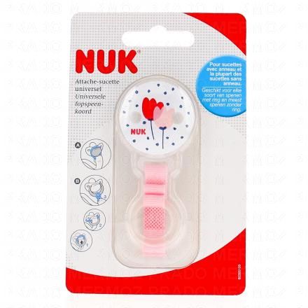 Attache sucette ruban universel rose