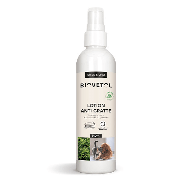 Lotion sans rinçage Anti-Démangeaisons Chien et Chat Bio 240ml