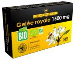 Oligoroyal Gelée Royale 1500 mg Bio 20 Unités - Boîte 20 ampoules de 15 ml
