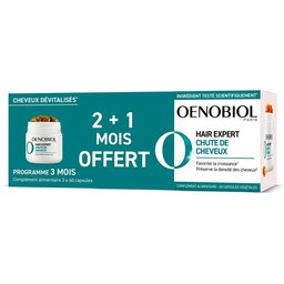 Oenobiol Hair Expert Chute de Cheveux LOT DE 3 - Formule concentrée - Favorise la croissance - Préserve la densité des cheveux - Complément alimentaire - 3x60 capsules - Programme 3 mois