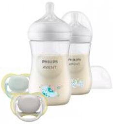 Kit Nouveau-Né - 2 Biberons à Réponse Naturelle + 2 Sucettes - Boîte 2 biberons + 2 sucettes