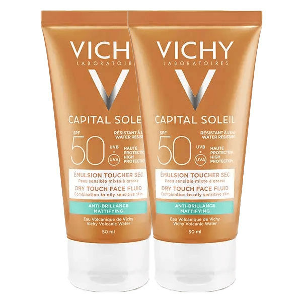 Capital Soleil Crème Solaire Visage Toucher Sec Indice SPF50 2x50ml