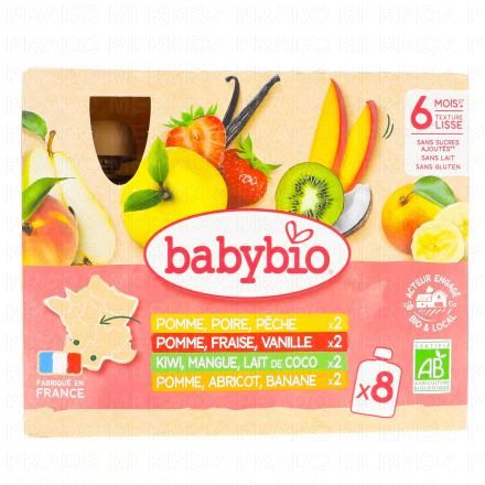 Fruits - Gourde multi pack dès 6mois x8 gourdes