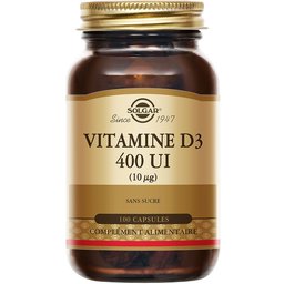 Vitamine D3 400 UI - Défenses immunitaires - 100 capsules