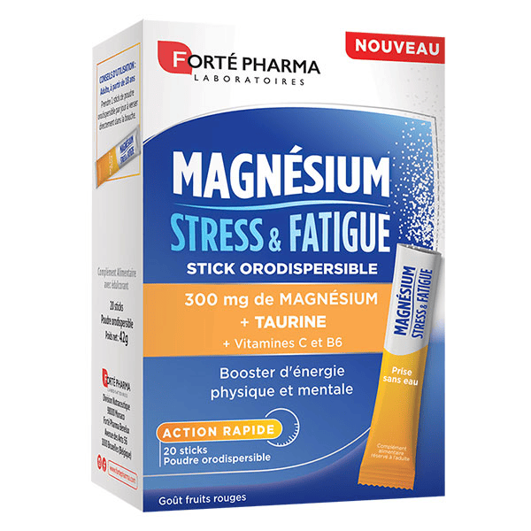 Magnésium Stress & Fatigue Taurine 20 sticks orodispersibles