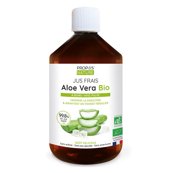 - Jus d'Aloe Vera Bio - 99,8% de jus natif - Avec pulpe - 500ml
