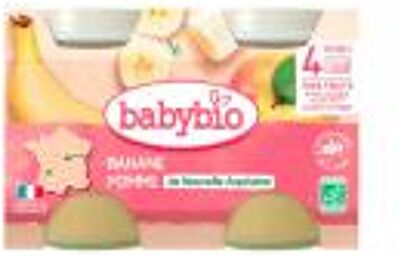Pomme Banane 4 Mois et + Bio 2 Pots de 130 g - Carton 2 pots de 130 g