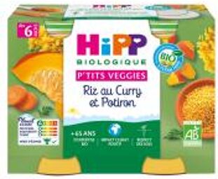 P'tits Veggies Riz au Curry et Potiron dès 6 Mois Bio 2 Pots - Carton 2 pots de 190 g