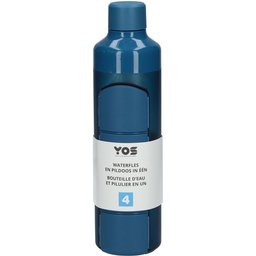 YOS Bouteille d'eau et pillulier journalier en un Bold Blue