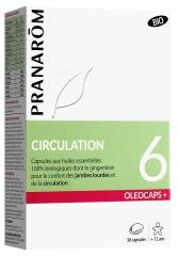 Pranarôm Oléocaps+ 6 Circulation Capsules d'Huiles Essentielles Bio 30 Capsules - Boîte 30 Capsules