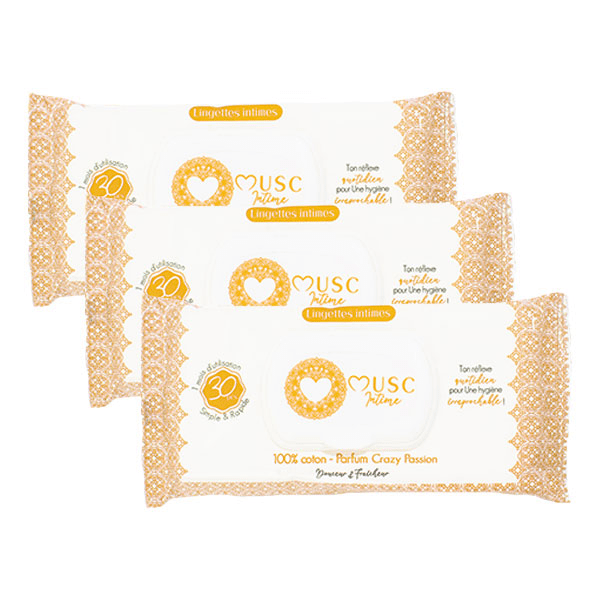 Lingettes Parfumées Crazy Passion - Lot 3 x 30 Lingettes