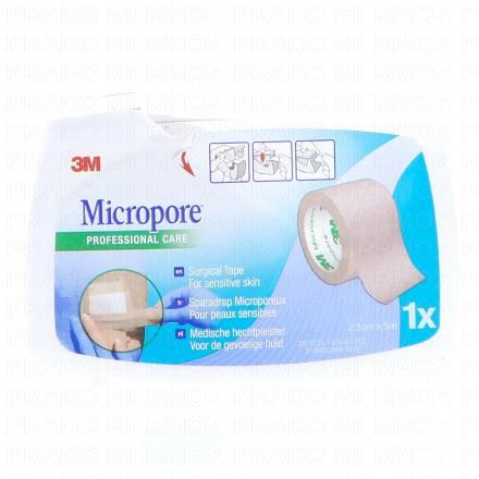 Micropore - Sparadrap avec dévidoir de 25mm x 5m blanc