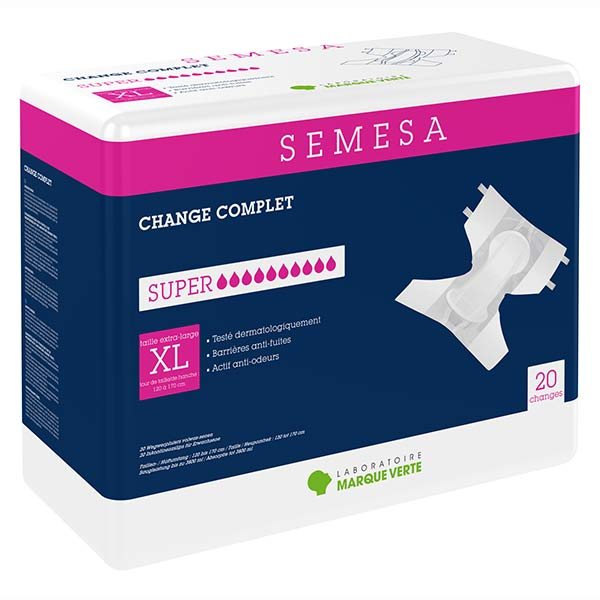 Semesa Change Complet Adulte Nuit Super Taille XL 20 unités