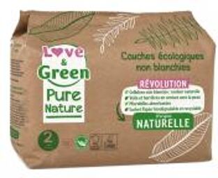 Pure Nature Couches Hypoallergéniques et Écologiques Non Blanchies T2 X 35 - Paquet 35 couches