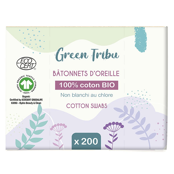 Bâtonnets d’oreille 100% coton BIO – x200