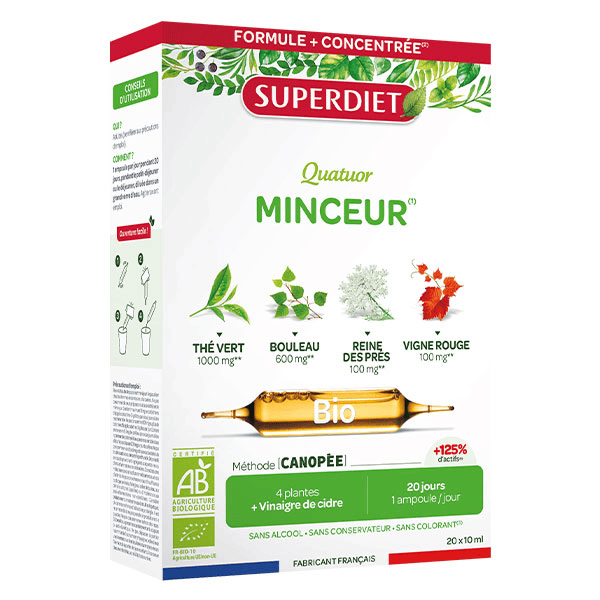 - Quatuor Minceur Bio - 20 ampoules de 10 ml