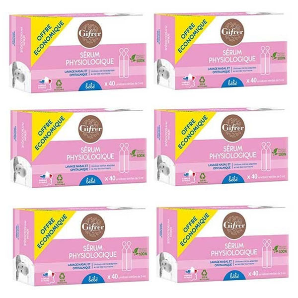 Sérum Physiologique 40 unidoses x 5ml Lot de 6