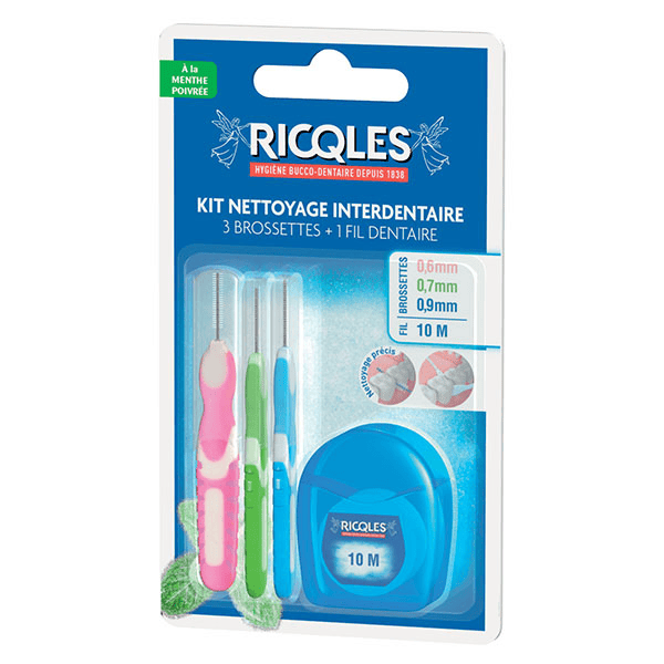 Bouche Saine Kit de Nettoyage Interdentaire 3 Brossettes + 1 Fil Dentaire