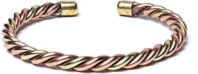 Bracelet torsadé couleur bronze & or