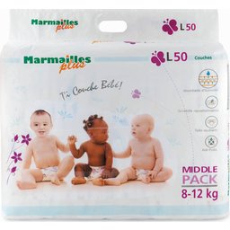 Plus Couches Bébé Taille L (8-12 kg) 50 unités