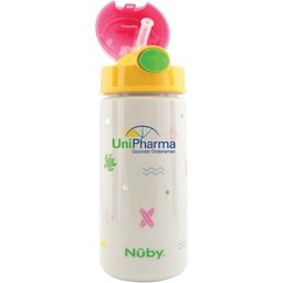 Taza con Botón y Pajita Blanda #Surf Rosa 540ml 1ud