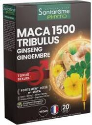 Phyto Maca 1500 Tribulus Ginseng Gingembre 20 Ampoules - Boîte 20 ampoules de 10 ml