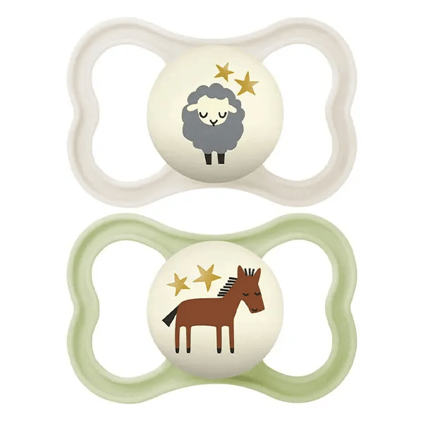 Sucette Supreme Nuit 6+ mois Silicone Mouton et Cheval x2