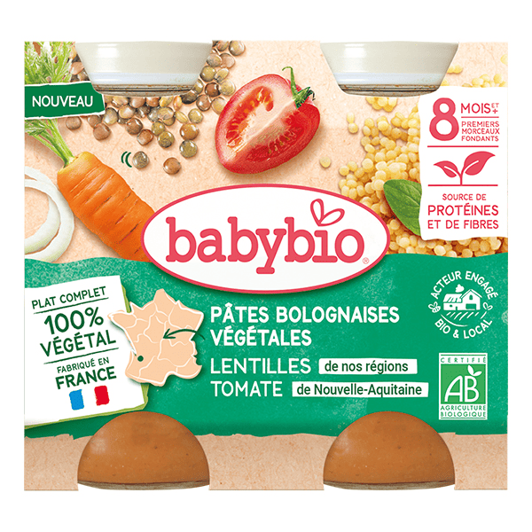 Pâtes Bolognaises Végétales Carottes Lentilles Tomates Bio 400g