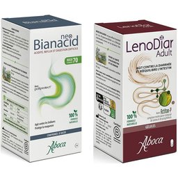 Set Neobianacid Menthe Comprimes - Brûlures d'estomac, Reflux acide et Digestion difficile + Lenodiar Adulte