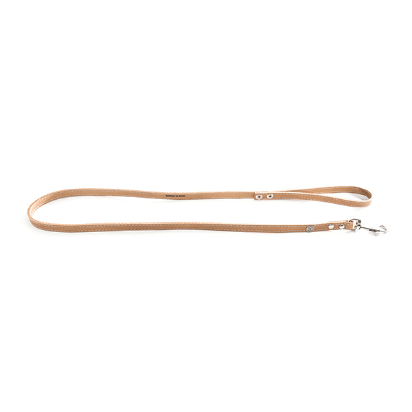 Laisse en Cuir Surpiqué Classique 12mm x 1m Naturel