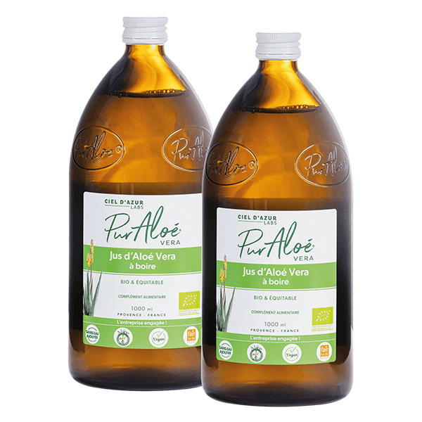 Lot de 2 Jus d'Aloe vera Bio à boire 2x1L