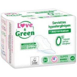 Love & Green Serviettes Super Hypoallergéniques 0% x12