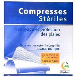 Compresses Stériles 7,5x7,5cm 50 Unités
