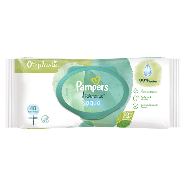 Harmonie Aqua 0% Plastique Lingettes pour Bébé 48 unités