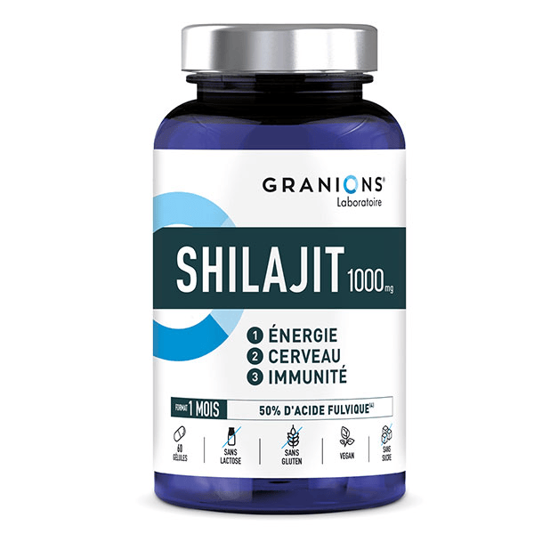 Granions Shilajit 1000 mg - Shilajit Pur Himalaya - 60 Gélules - Format 1 Mois