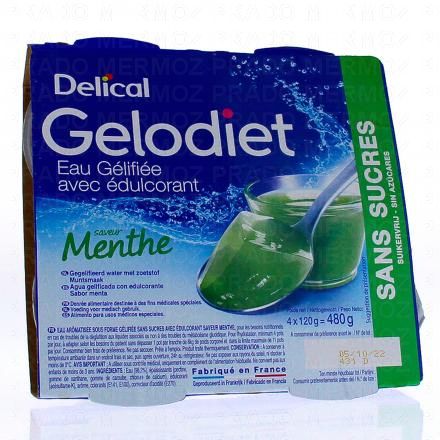 Gelodiet - Eau gélifiée avec édulcorant menthe 4x120g