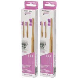 Humble Brush® Brosse à dents en Bambou Adulte Soft Rose 3 Têtes