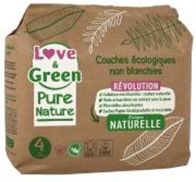 Pure Nature Couches Hypoallergéniques et Écologiques Non Blanchies T4 X 38 - Paquet 38 couches