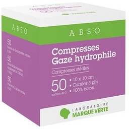 Marca Verde Compresas Absorbentesno Tejidas 10x10cm Bolsa 50x2uds