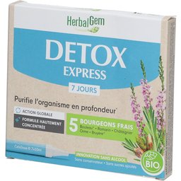 - Detox Express 7 Jours - Purifie L'Organisme En Profondeur - Complément Alimentaire Gemmothérapie - Formule Hautement Concentrée - Action Globale - 5 Bourgeons Frais - Bio - 7x10ml