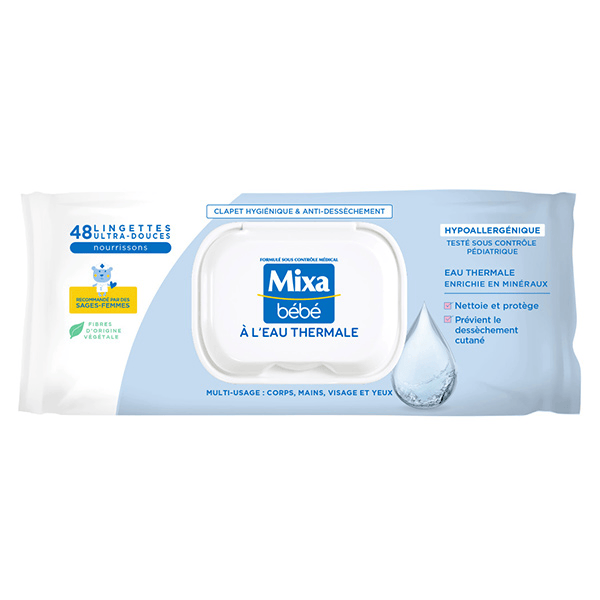 Lingettes Bébé à l’eau Thermale x48