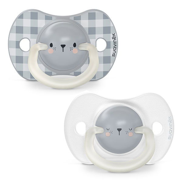 Lot de 2 Sucettes Phosphorescentes Sx Pro 6/18 mois Night&Day Ours