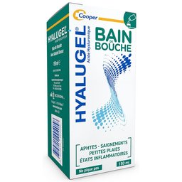Hyalugel - Bain de bouche - Lésions diffuses et/ou nombreuses - Aphtes - Petites plaies - Etats inflammatoires (saignement) - Acide Hyaluronique - Goût menthe-citron - Flacon - 150 mL